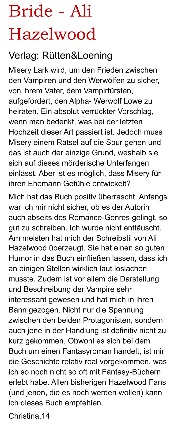 written4me Kinder und Jugendliche schreiben über Bücher Part 3